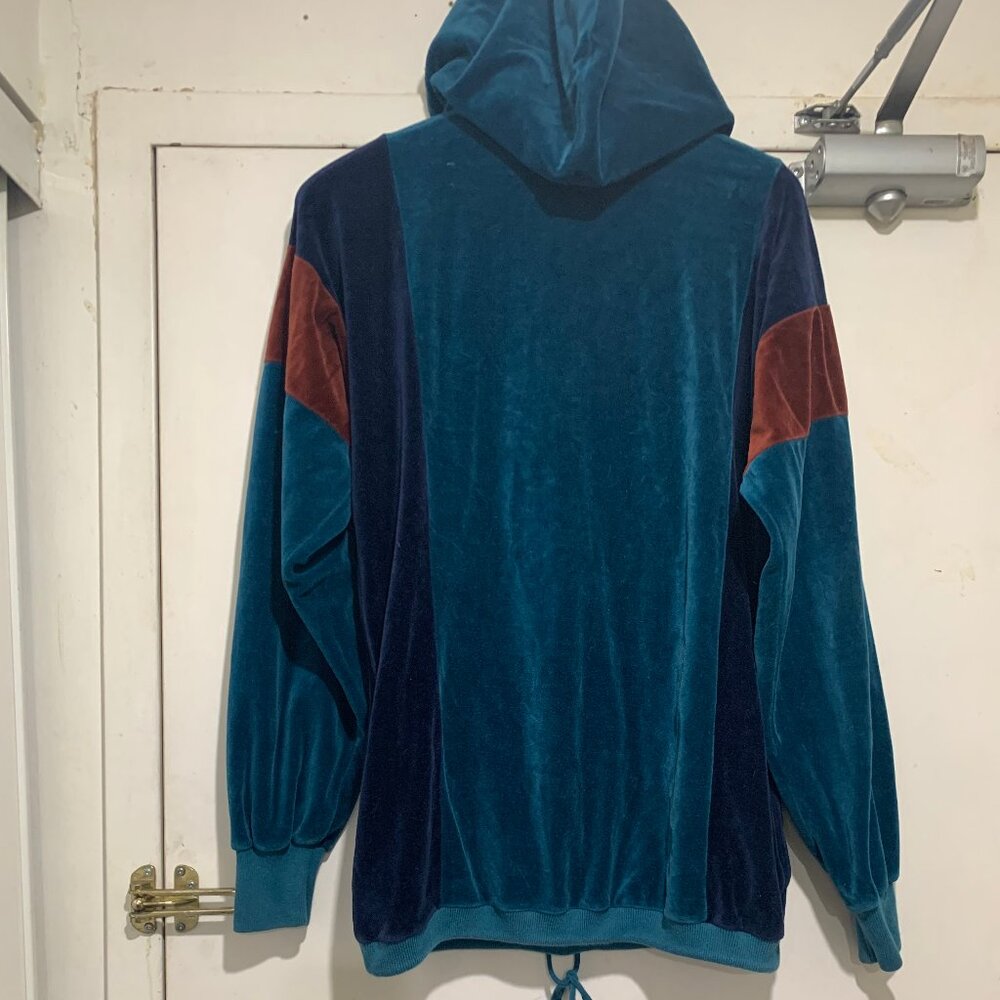 VINTAGE GOLDEN BEAR BY JACK NICKLAUS VELVET COLORBLOCK HOODIE SWEATSHIRTS SIZE L